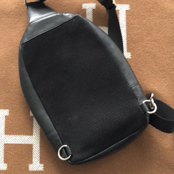 Coach Black Leather and Mesh Metropolitan Sling Backpack